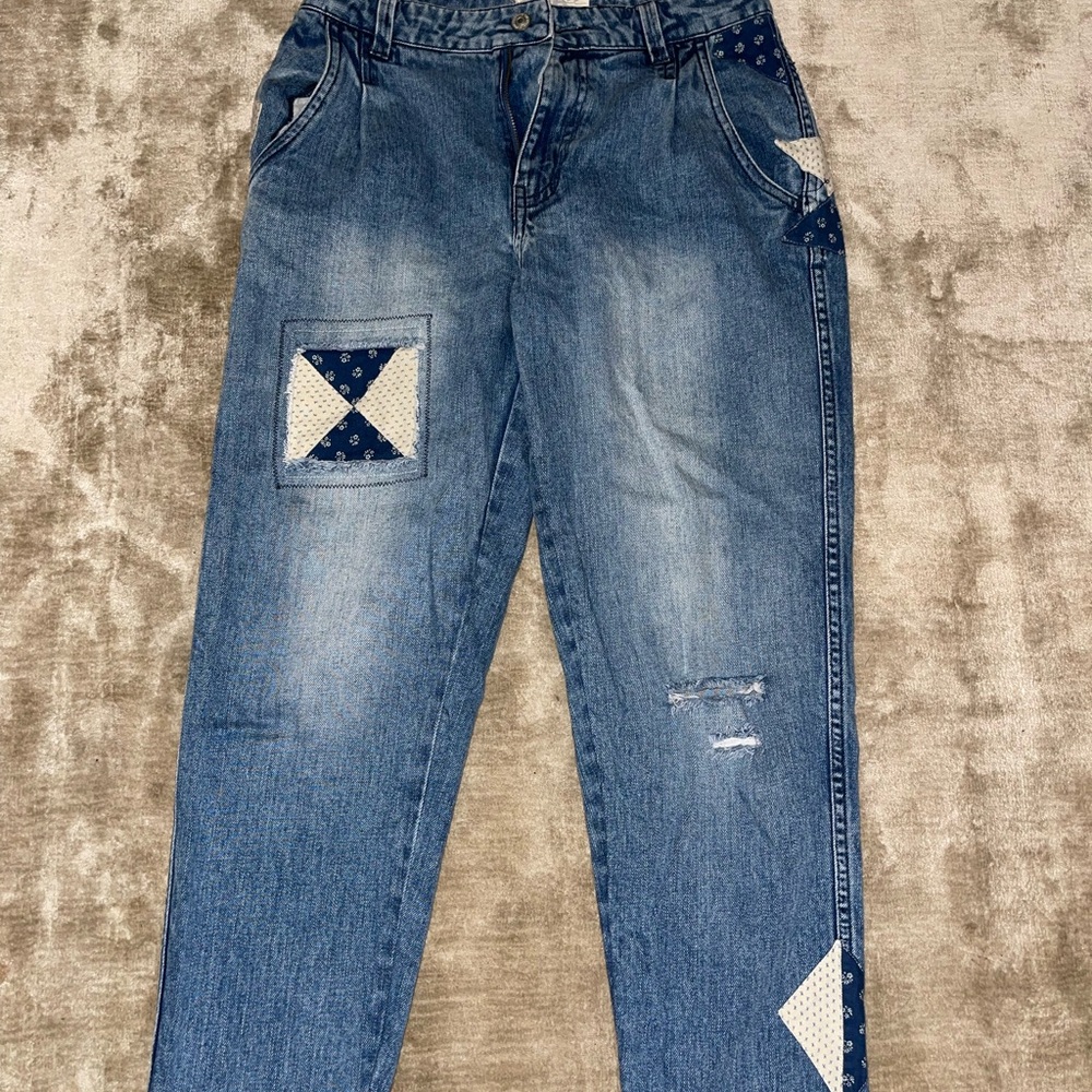 Free People Unique Denim Jeans with cool Patchwork